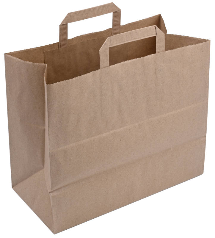 Pap. Draagtassen 32x16x26cm Bruin/onbedrukt 70g 250st